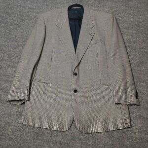 Luigi Botto Mens Virgin Wool Blend Blazer Navy Cream Micro Pattern Italy 42 L